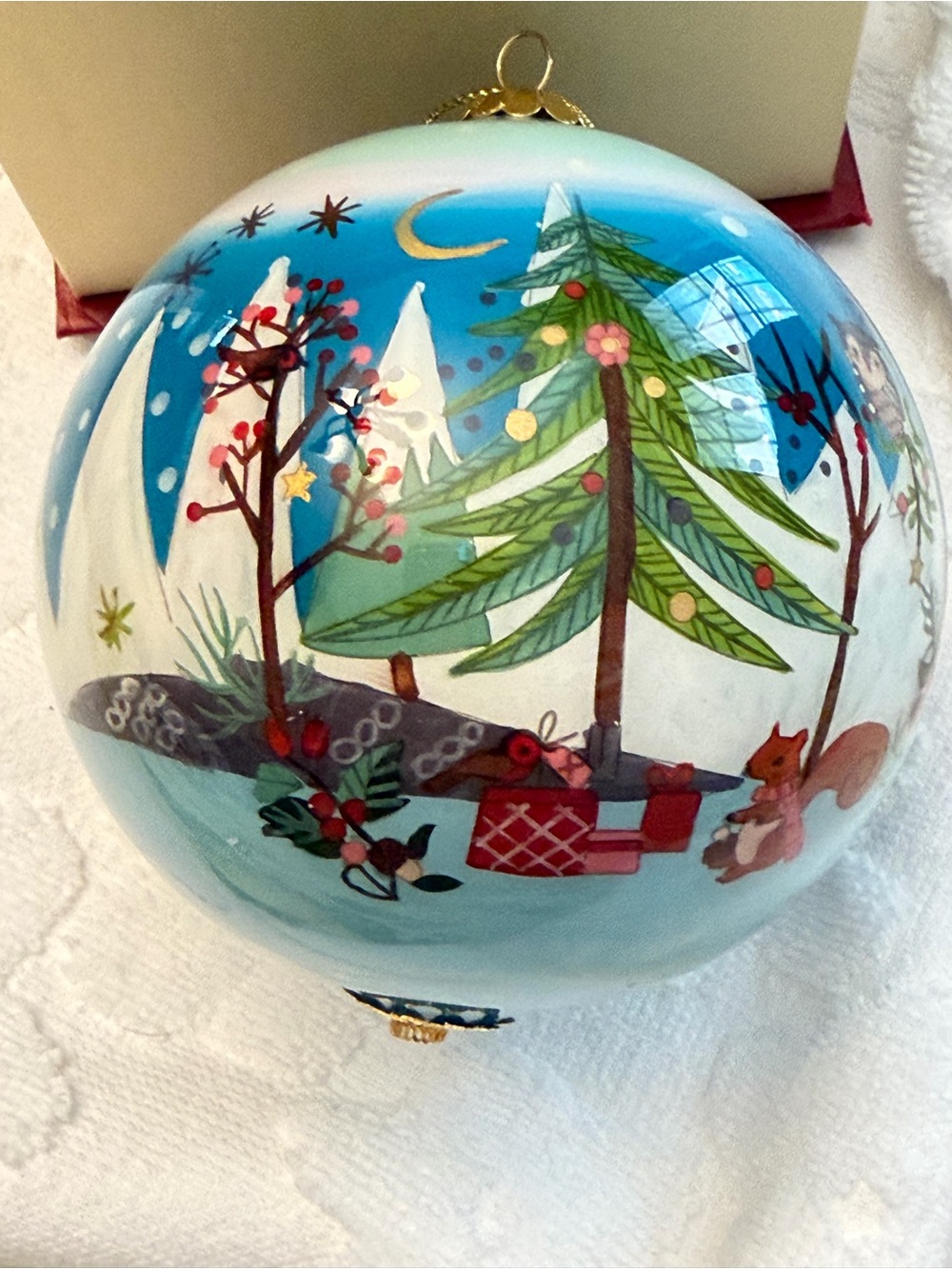 Li Bien Hand-Painted Blue Christmas Ornament with Winter Scene